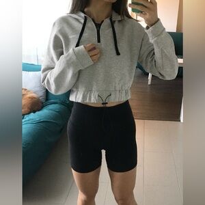 Cropped half zip hoodie